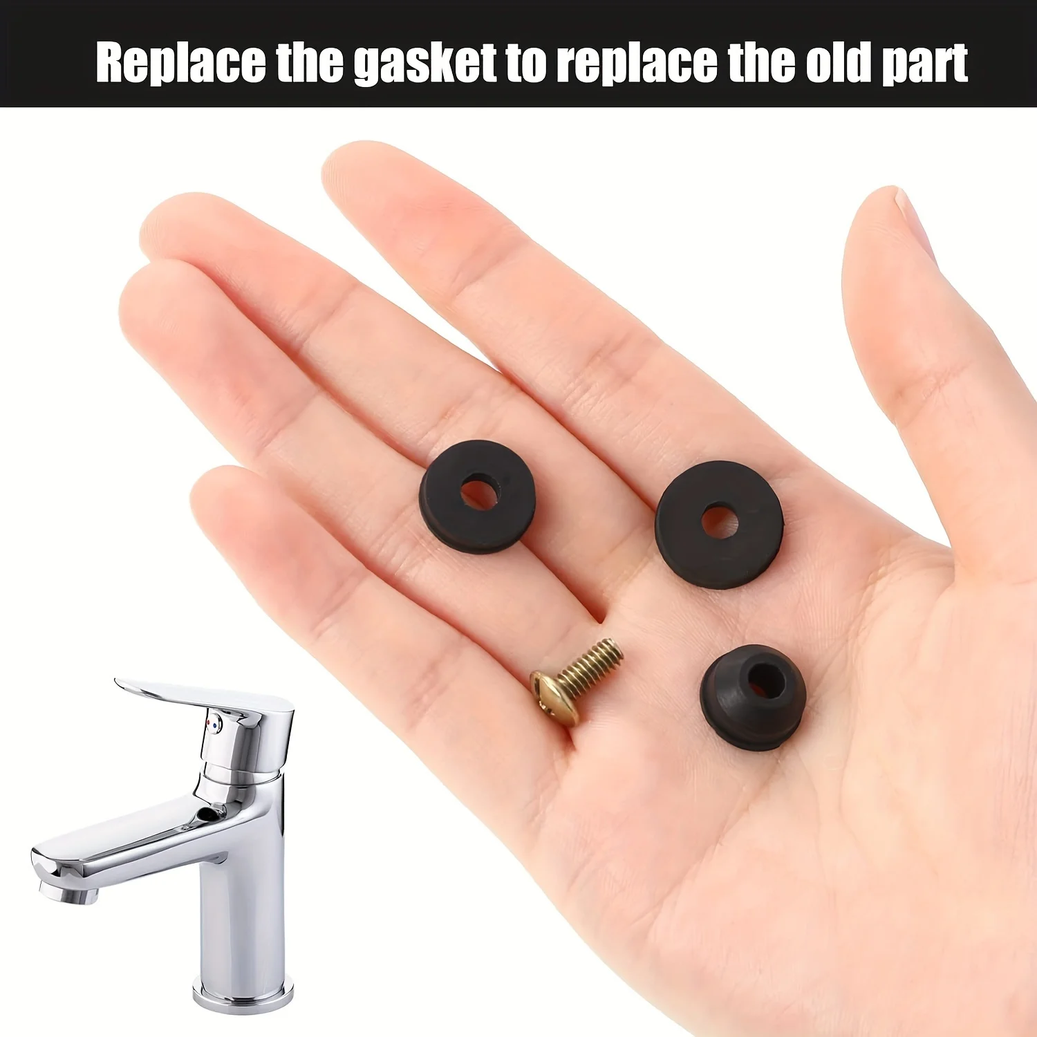 116Pcs Faucet Washer Assortment Kit, Flat & Bevel Rubber Washers, Replacement for Outdoor Garden Tap Stem Leak Repair