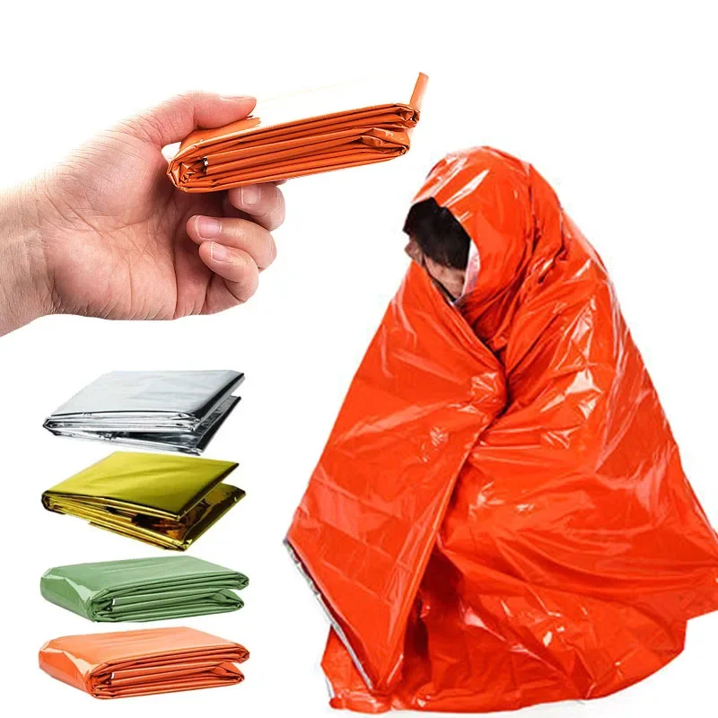 Emergency Blanket Outdoor Survival First Aid Molle Rescue Kit Windproof Waterproof Foil Thermal Blanket for Camping Hiking