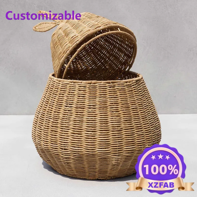 Factory Direct 2026 Handmade rattan storage basket Children's cartoon fruit Sydney storage box Washable storage boxTeaching