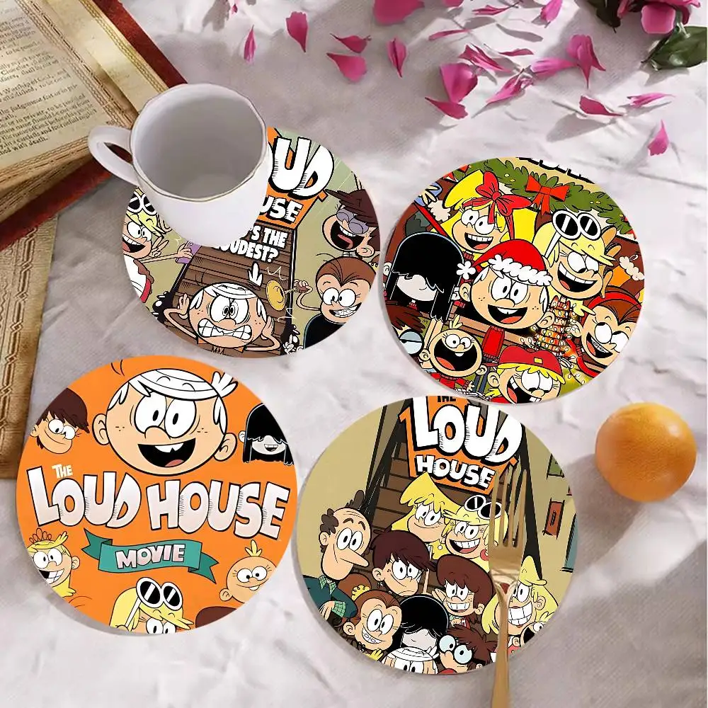 Cartoon movie The L-Loud H-House Coasters Suitable for daily family gathering decoration, kitchen, anti-slip wooden coasters