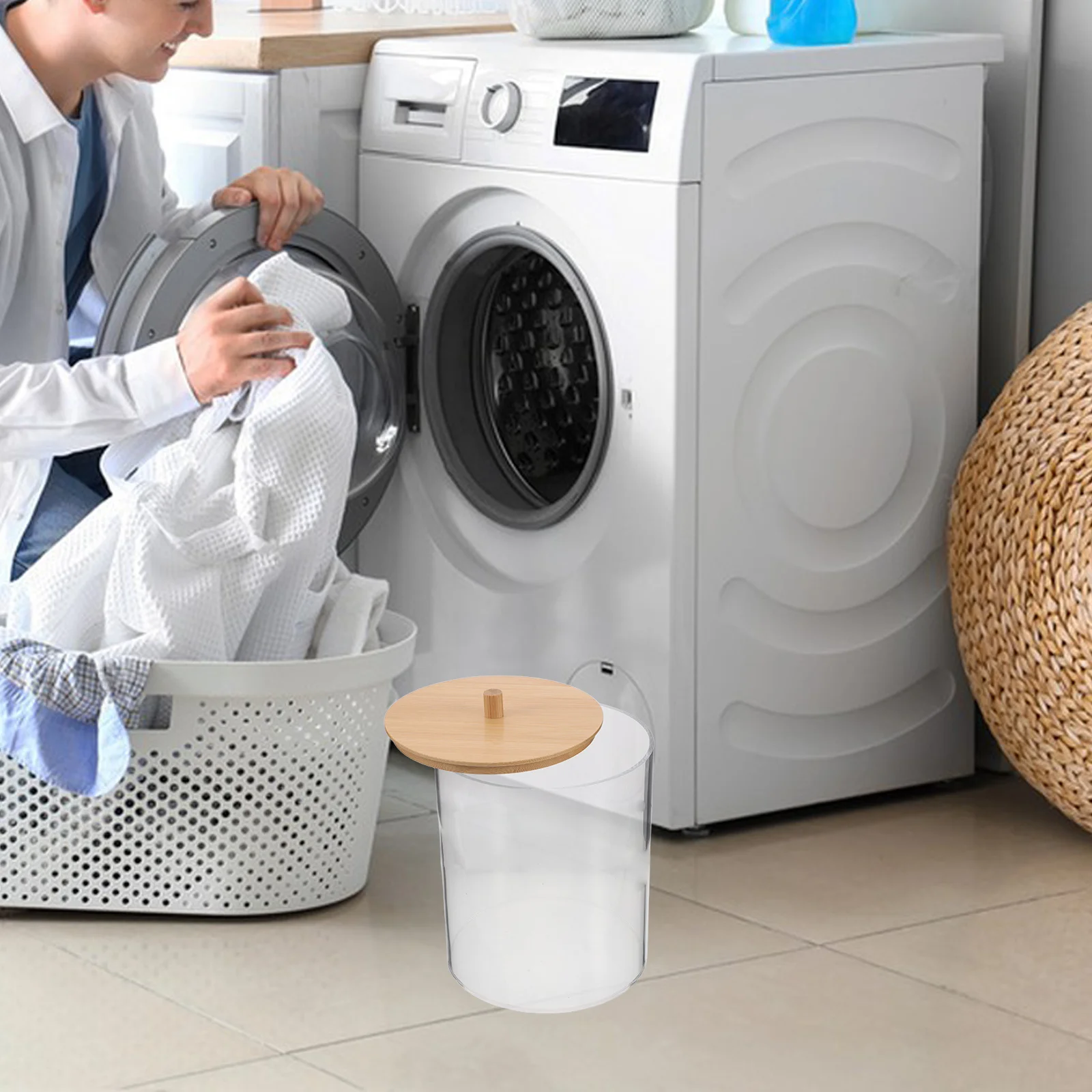 

Прозрачная акриловая коробка для сушки с 27 этикетками, круглый держатель, органайзер для хранения прачечной, контейнер для порошка для белья