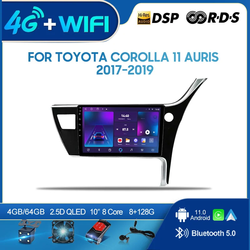 

QSZN For Toyota Corolla11 Auris 2017-2019 RHD 2din Android 12.0Car Radio Multimedia Video Player GPS Navigation 4G Carplay head