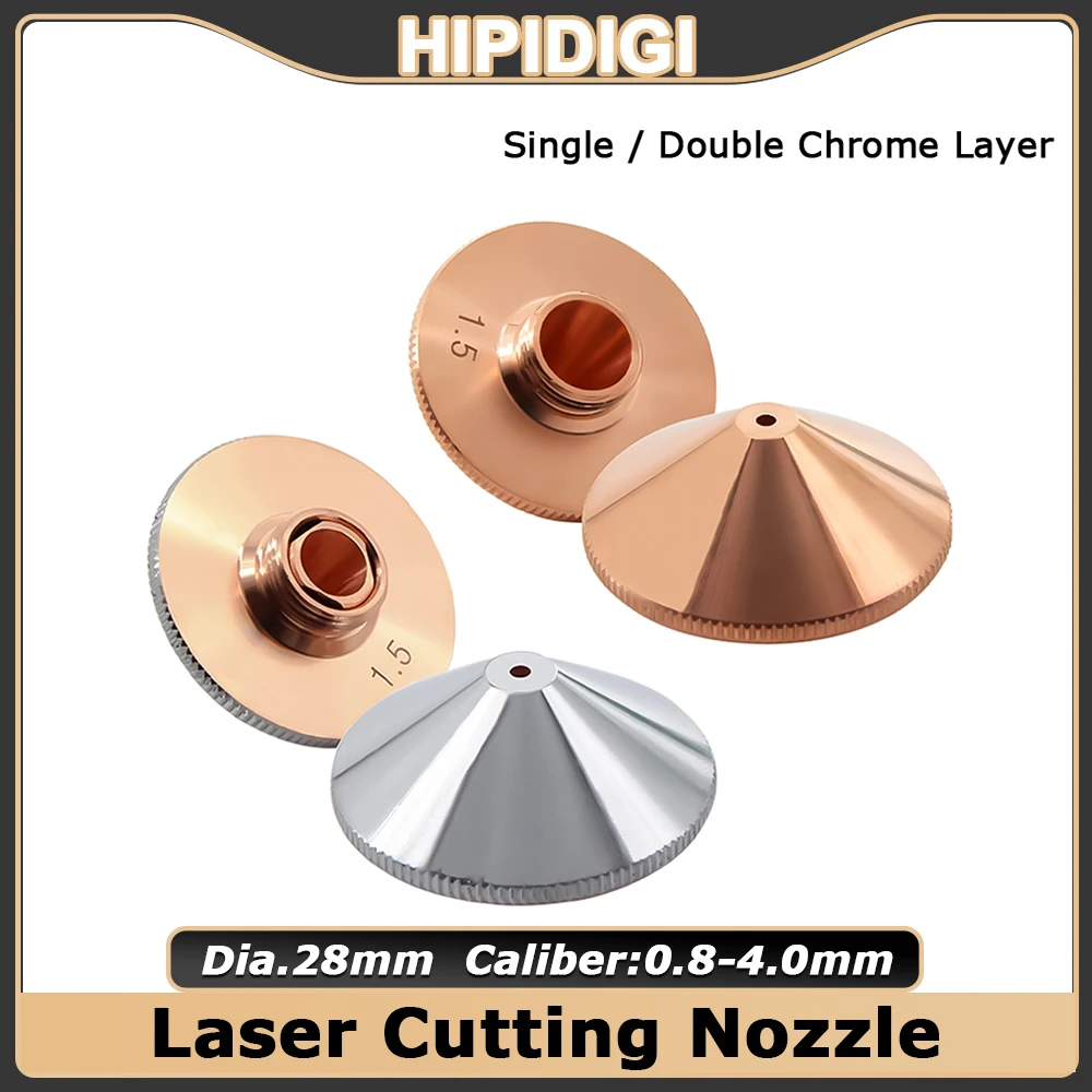 Laser Nozzle Precitec Fiber Cutting Head Parts Dia.28mm Caliber 0.8-4.0mm Single Double Layer Chrome Plated for WSX Raytools