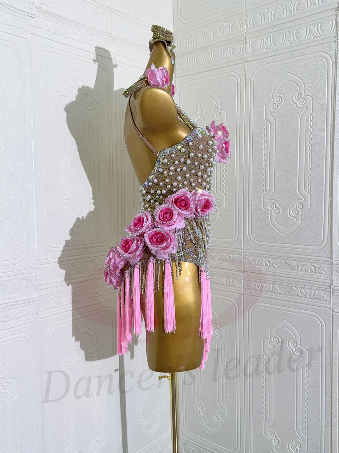 

Latin Dance Adult Children'S Dress AB Stone High-End Customized Steamed Rolls Tassel Sling Cha Cha Tango Women'S Clothing