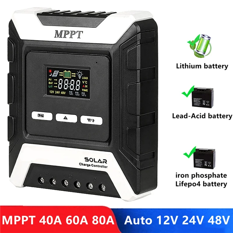오프그리드 태양광 시스템용 12V/24V/48V 리튬/납산/철 인산염 배터리용 A68Z 충전 컨트롤러