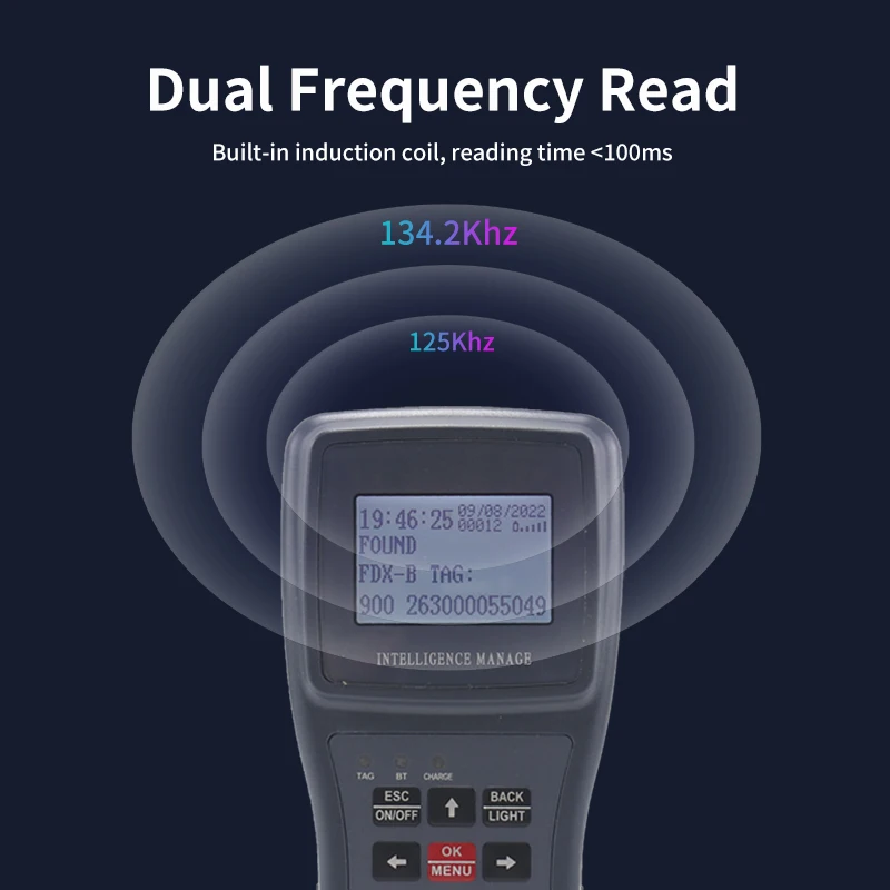 Large OLED Display Dog Cat Animal Microchip Scanner 134.2Khz Pet Chip Reader Provides PC Software