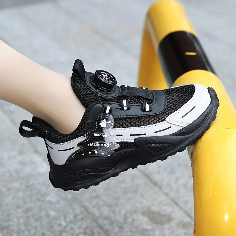 

Classic Black Sneakers Kids Summer Breathable Mesh Sports Shoes For Boys Platform Knob Children's Running Shoes zapatillas nino
