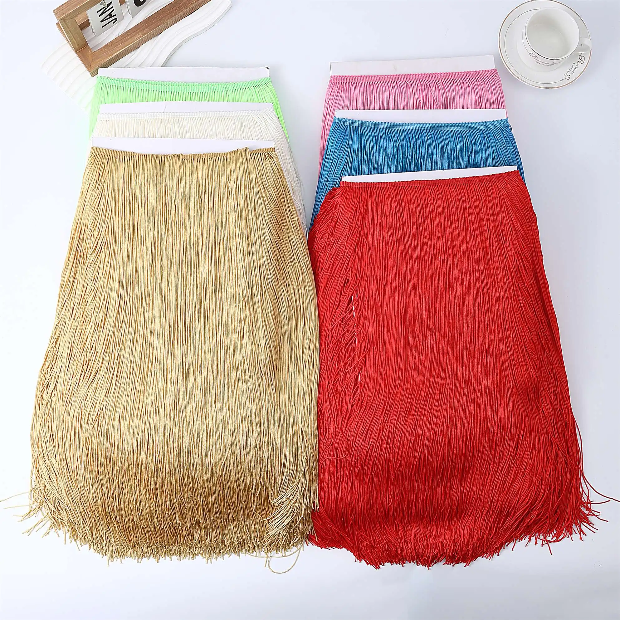 

9 Meters Fringe Trim Lace Polyerter Fibre Tassel 50cm for Clothes Accessories Latin Wedding Dress DIY Lamp Shade Decoration