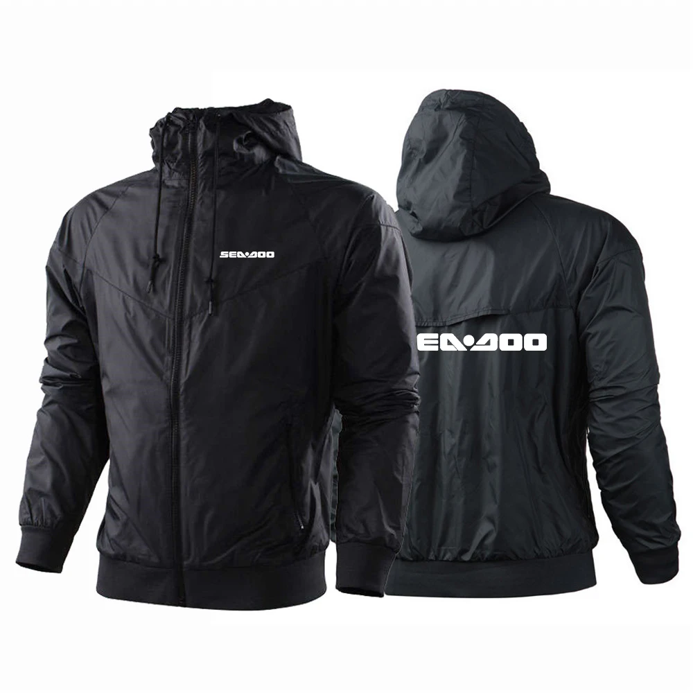 

2024 Men New Sea Doo Seadoo Moto Spring and Autumn Printing Windproof Comfortable Casual Hooded Fashion Windbreaker Coat Tops