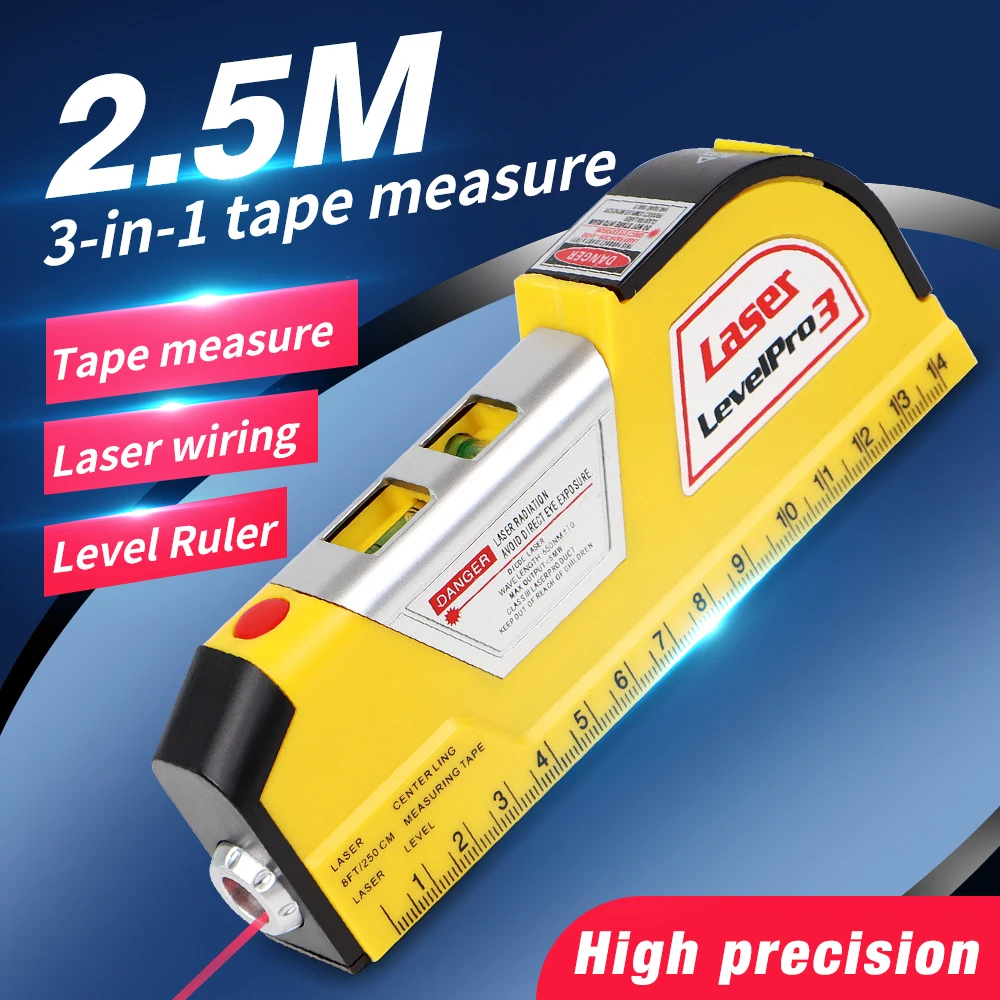 3 In 1 Infrared Laser Level Horizontal Meter Tape Scale Multi-functional Measure Instrument Vertical Equipment Measuring Tool