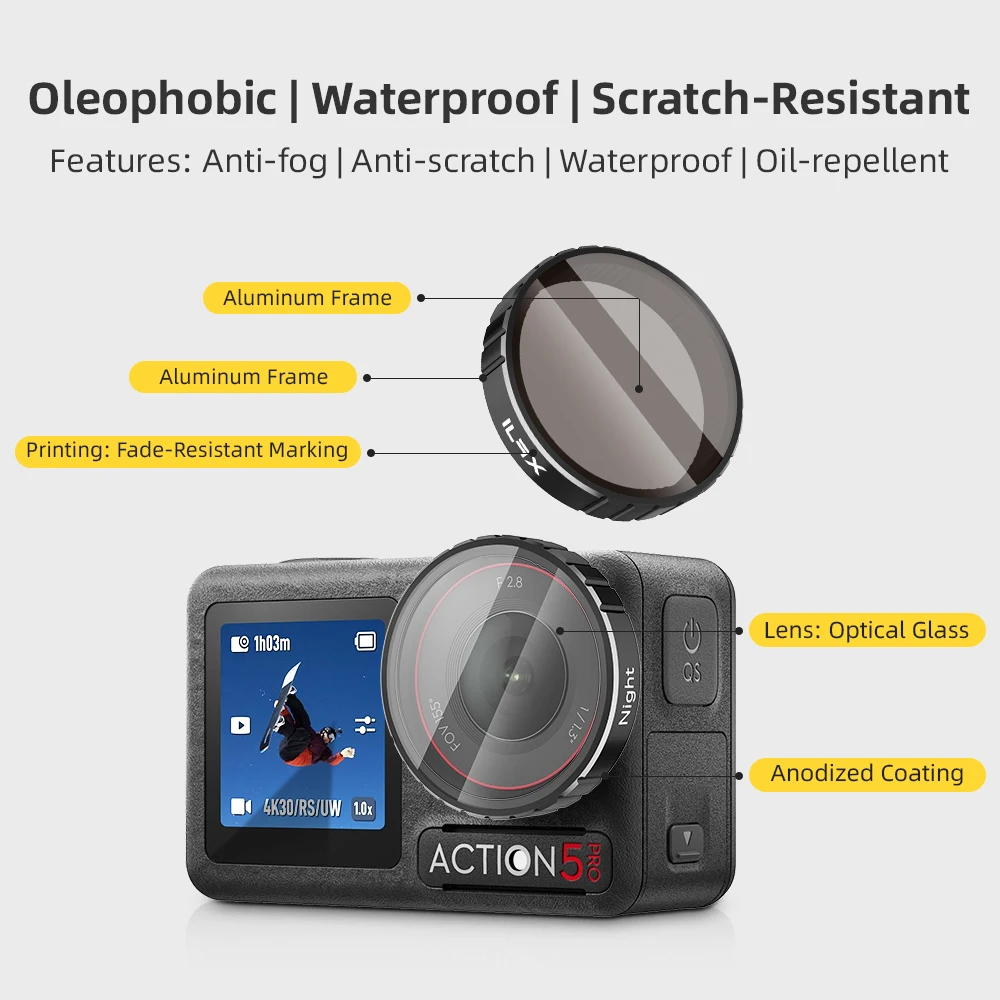 Zestaw filtrów obiektywu XFJI CPL ND8 ND16 ND32 ND64 UV Diffusion 1/4 Quick Release do DJI OSMO Action 5 Pro, akcesoria do kamery sportowej — zdjęcie produktu 4