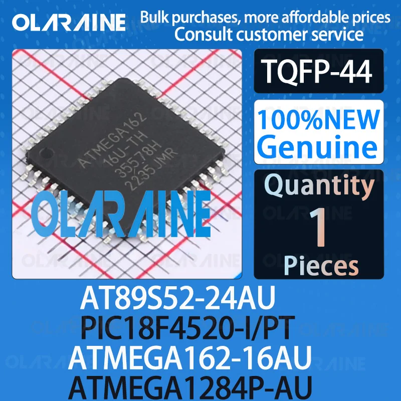 

Original ATMEGA162-16AU AT89S52-24AU ATMEGA1284P-AU PIC18F4520-I/PT TQFP-44 Embedded processors 8-bit microcontrollers MCU IC