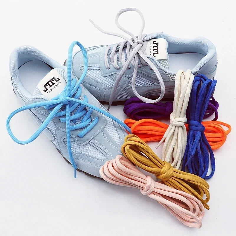 4mm Wide Solid Color Half round Shoelace High Quality Sneaker Classic Shoe Laces 100/120/140/160 Cm 1 Pair for Sports And Casual