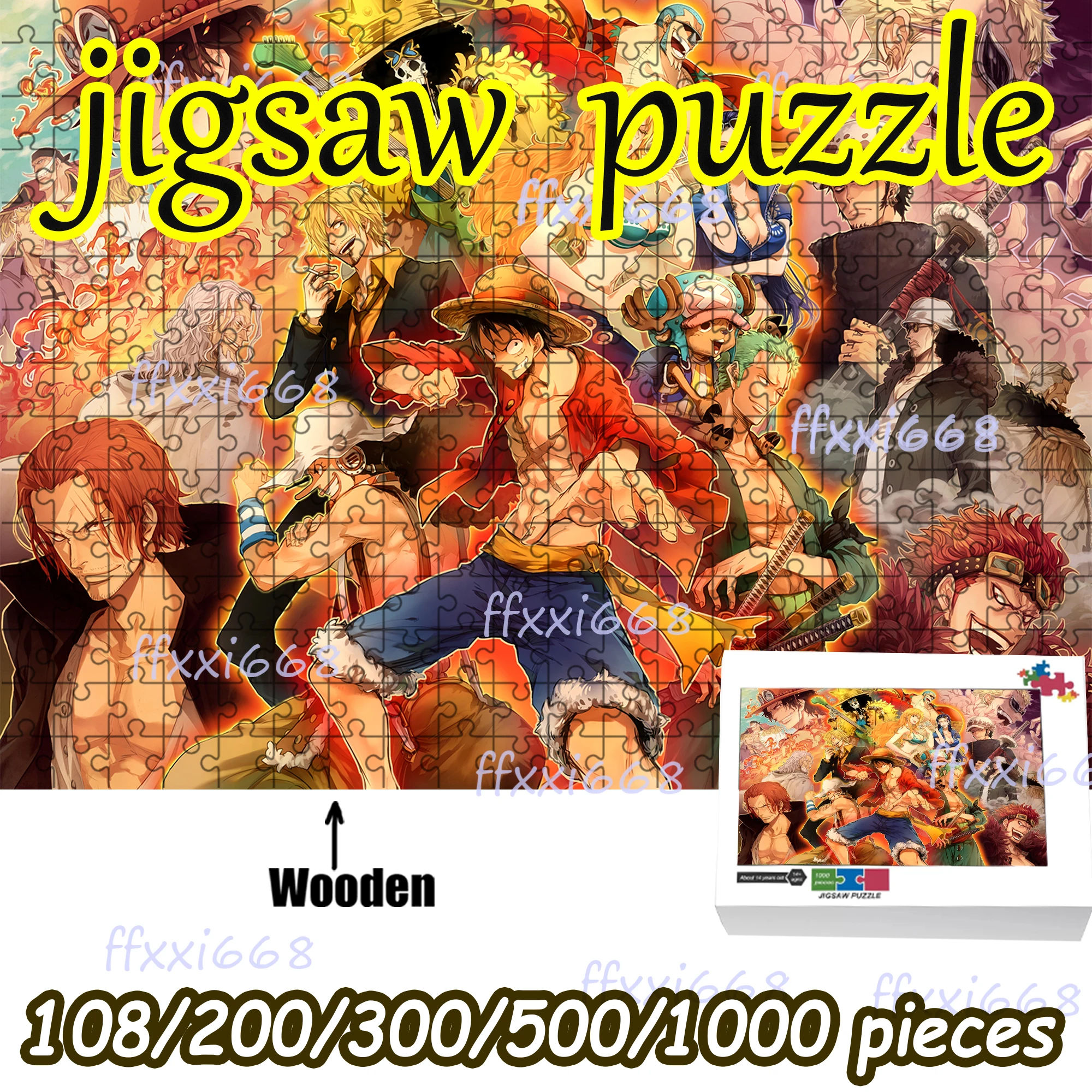 Rompecabezas de One Piece Luffy Chopper All-Star de 108/200/300/500/1000 piezas, regalo para aliviar el estrés para fanáticos adultos, alta calidad