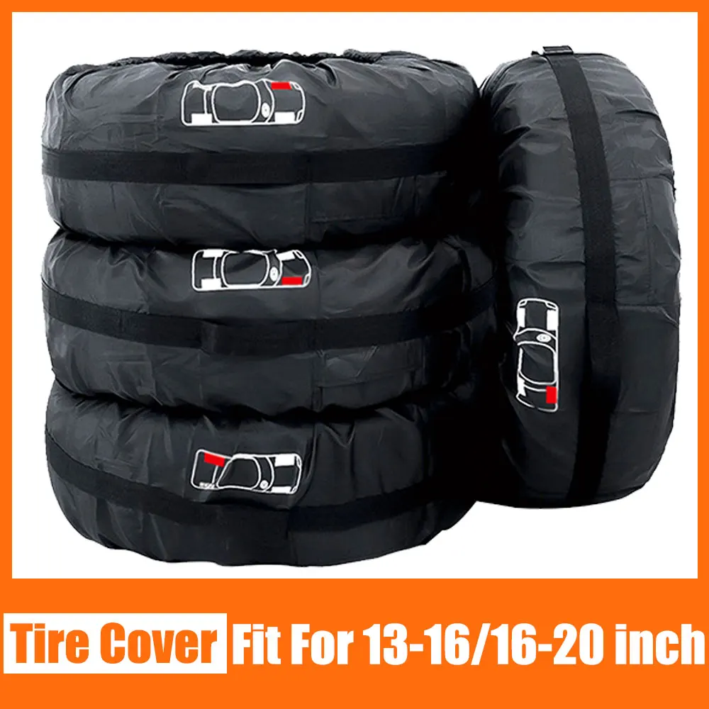 13-19 inch 1/4pcs S/L Universal Car Spare Tire Cover Polyester Storage Bags Wheel Tires Protector Dustproof Waterproof Anti-snow