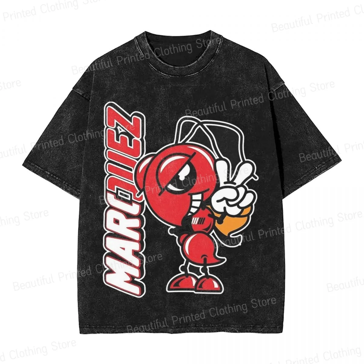 Cool Red Ant From Marquez Logo Essential Design Men Women Cool Retro washed T-Shirt Funny Printing T-shirts Street Short Sleeve