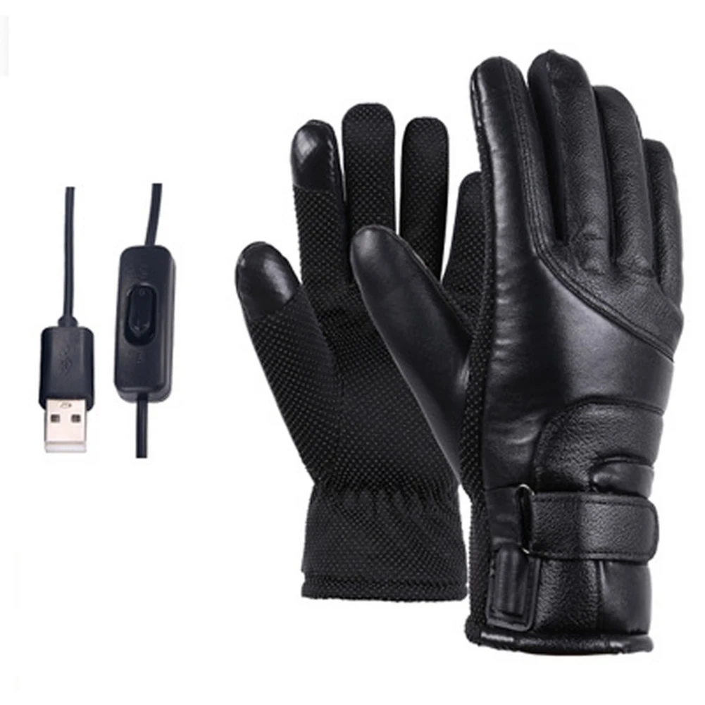 

Leather Electric Heating Gloves Waterproof Outdoor Warm Hand Heating Gloves Touchscreen Hand Warmer for Hiking Skiing Fishing