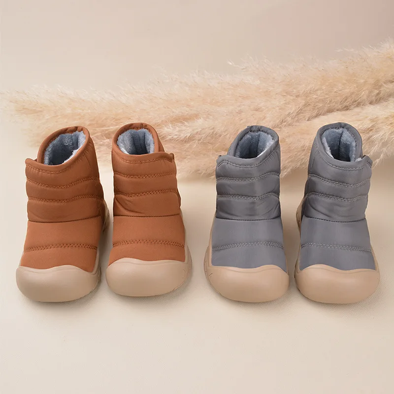 Winter Baby Cotton Shoes Children Waterproof Snow Boots Boys Girls Solid Color Short Boots Kids Daily Travel Shoes In Winter