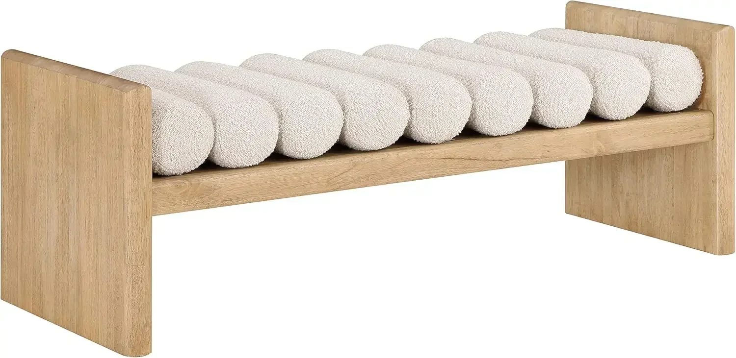 

For Waverly Collection Modern | Contemporary Bench with Solid Wood Rich Natural Finish, 52" W x 19" D x 18" H, Cream