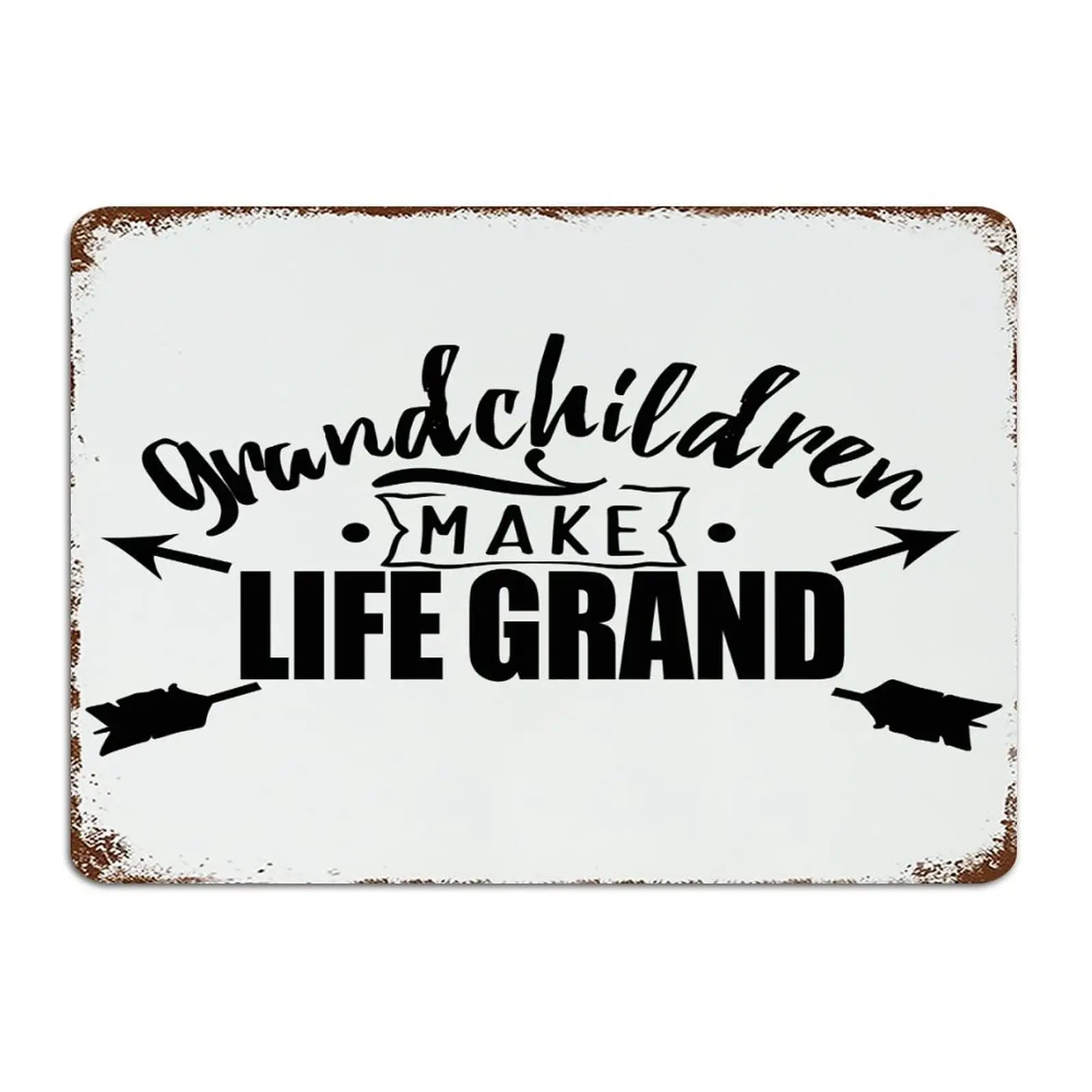 Autravelco Grandchildren Make Life Grand Metal Sign Rustic Gate House Terrace Home Décor Metal Signs Metal Tin Sign for Living R