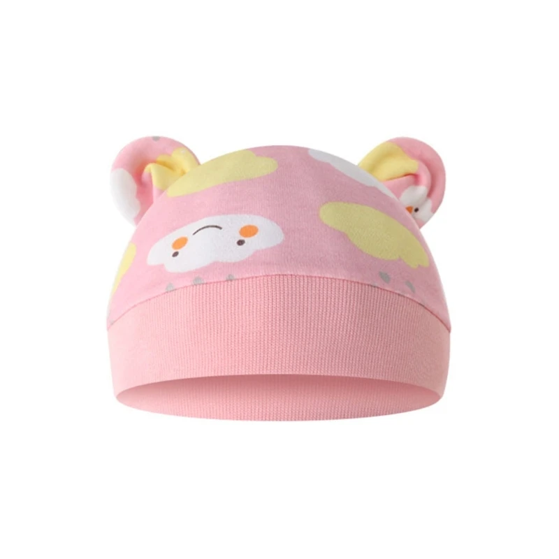 Baby Hat Breathable Beanie Hat with Bear Ear Boys Girl 0-1M Unisex Hat Infant Cotton Hat Skull-Caps Newborns Shower Gift