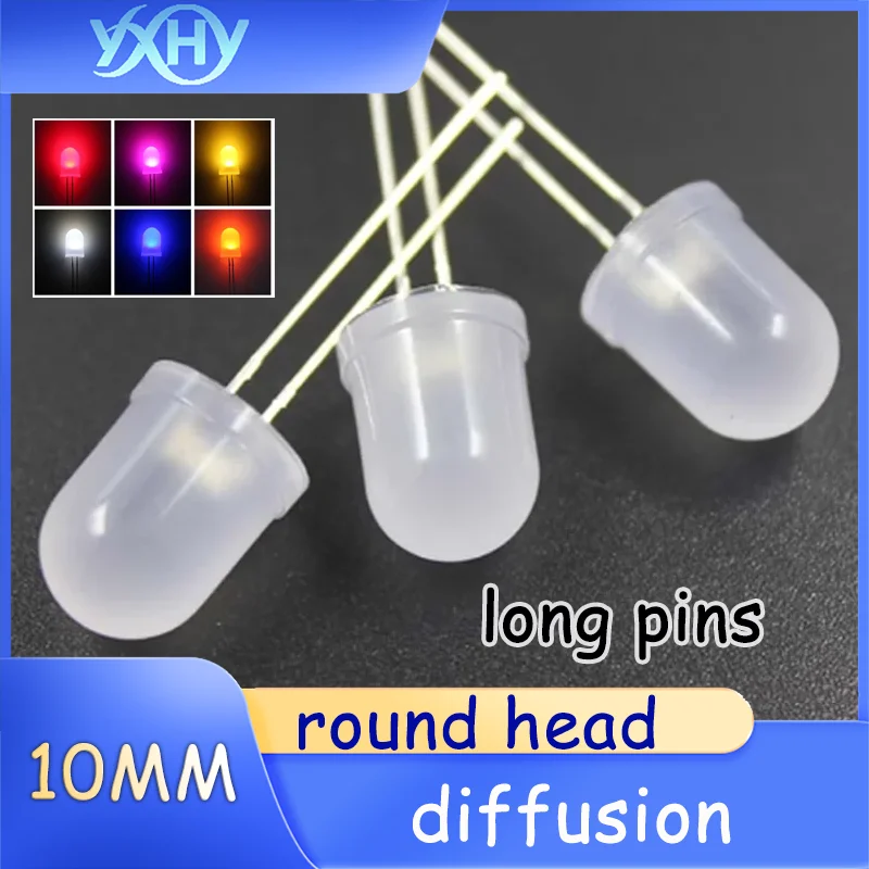 F10/10mm round head foggy direct insertion lamp beads warm white light red green yellow light white light LED light-emitting dio