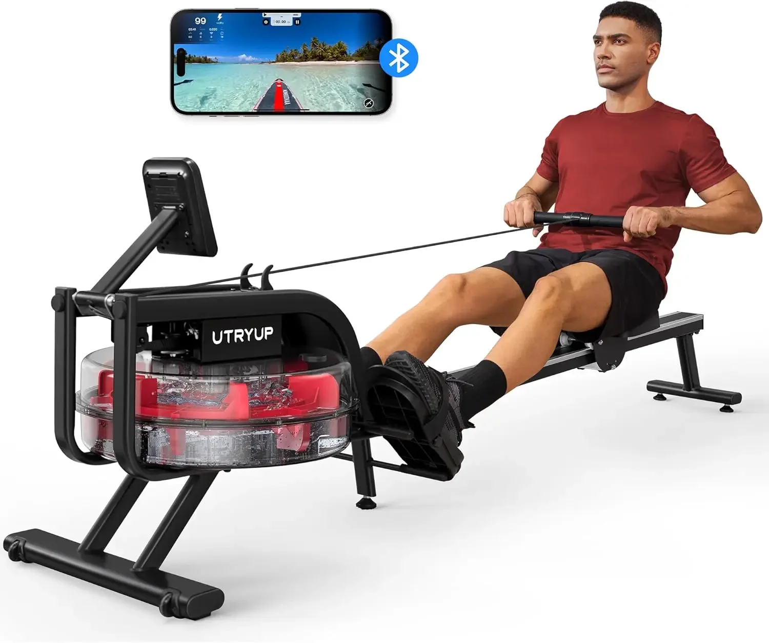 Rowing Machines for Home, Compact and Saves Space - Vertical/Folding Storage, 350 LB Weight Capacity with Bluetooth App