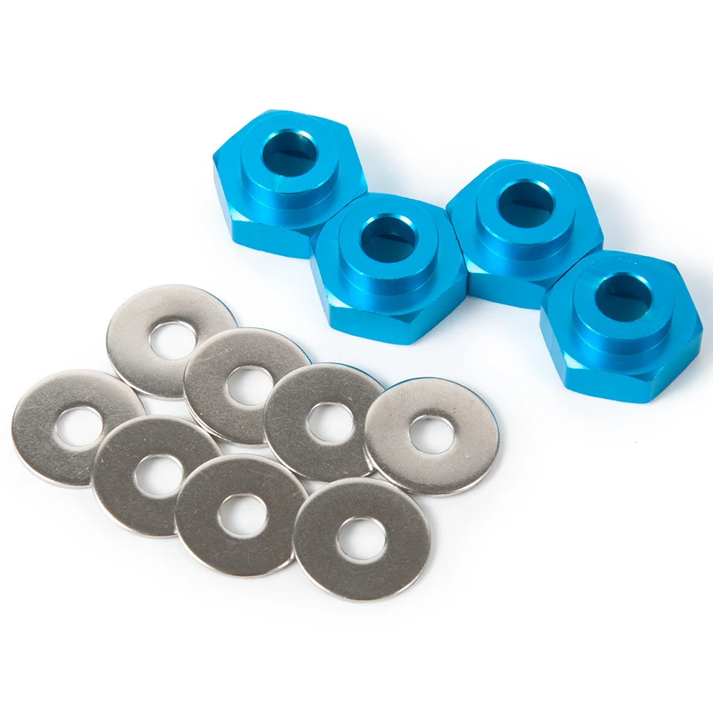 AXSPEED 4PCS Hex Wheel Hub Drive Adapter Extension Column Metal Nut 12mm to 17mm for 1/8 1/10 Axial SCX10 TRX4 Parts