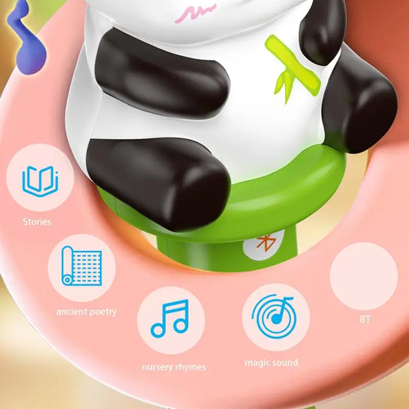 Kids Microphone Handheld Cartoon Panda Mic Karaoke Machine Interactive Early Learning Game Pretend Play Music Singing Toy For