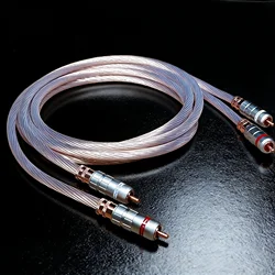 Pair RCA Cable double shield 7N OCC Sliver Plated  RCA Connector Screws Soldering Lock Interconnect Cables use For Amplifier CD