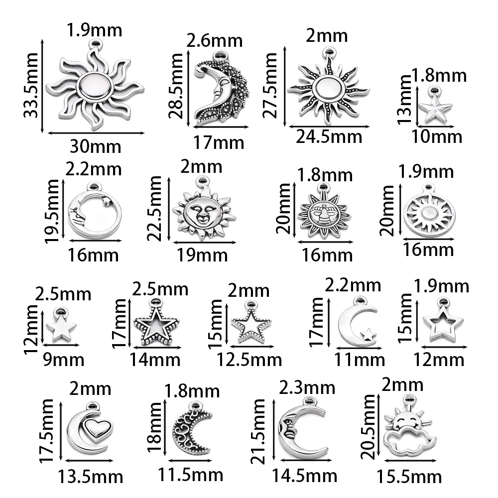 10 قطعة/الوحدة سبائك القمر الخماسية نجمة شكل قلب المعلقات ل عقد دي اي واي سوار صنع المجوهرات العثور على الملحقات #2