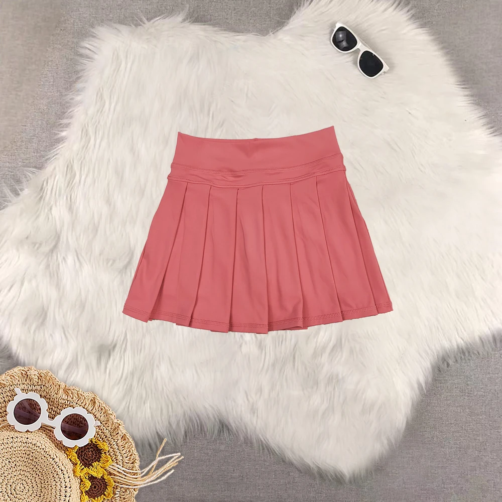 

8.14 Wholesale hot sale western boutique kid children clothing Baby Girls Peach Yoga Active Wear Skirts