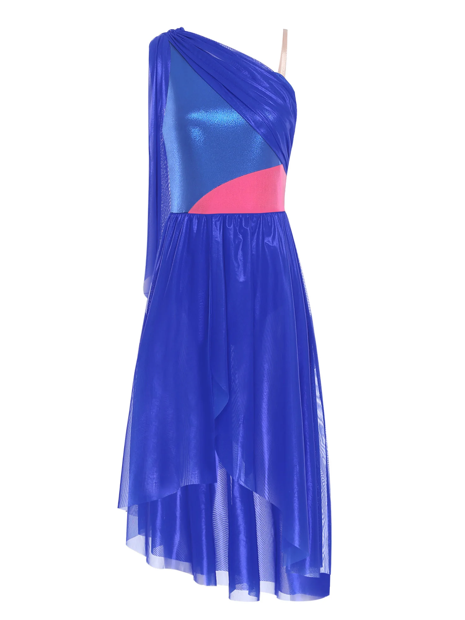 エレガントな女性のモダン社交ワルツダンスドレスノースリーブメタリックボディスチュールドレス宴会パーティーモダンダンスドレス