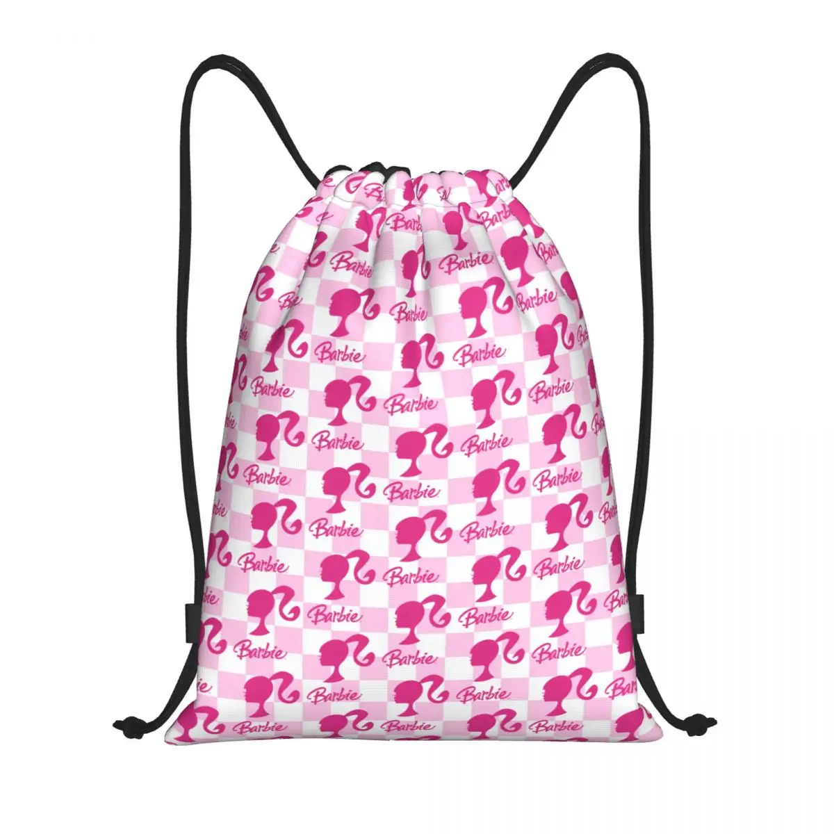 Custom Barbie Logo Drawstring Backpack Women Men Sport Gym Sackpack Portable Girl Shopping Bag Sack