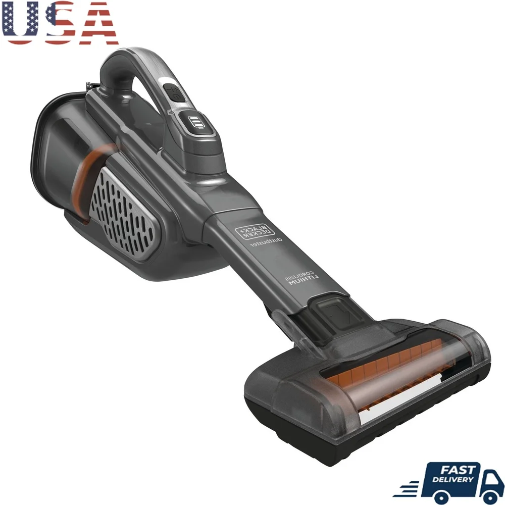 

12V Lithium Cordless Handheld Vacuum with Powered Pet Head Extra Long Crevice Tool ONE-TOUCH Easy Empty Dustbin Powerful Suction