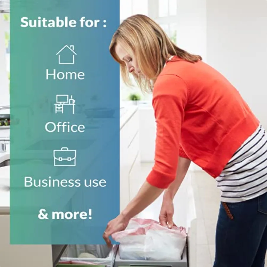 Sacos de lixo de cozinha altos com cordão, 13 galões, 500 contagens, sacos de lixo de cozinha em massa, branco, 13 galões, 16 galões de capacidade