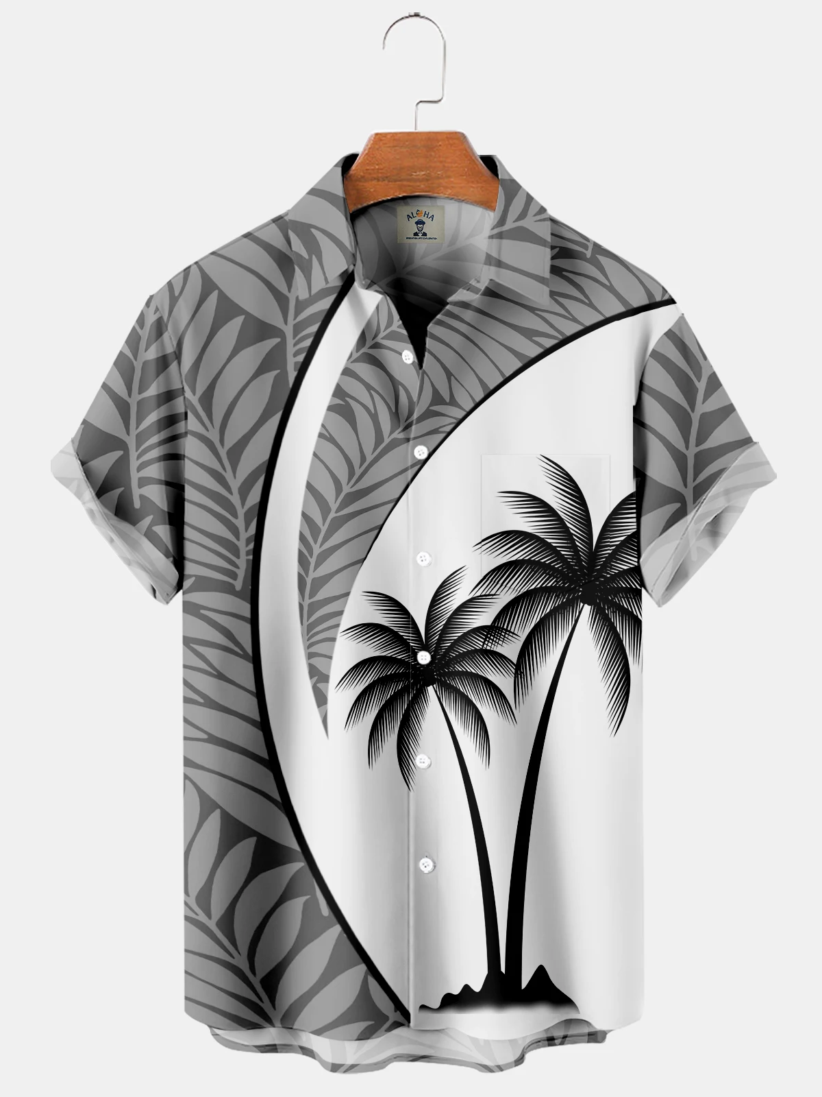 Camisa havaiana de manga curta masculina, camisa casual praia, blusa lapela confortável, estampa de coco, tamanho grande, novo estilo, 2024