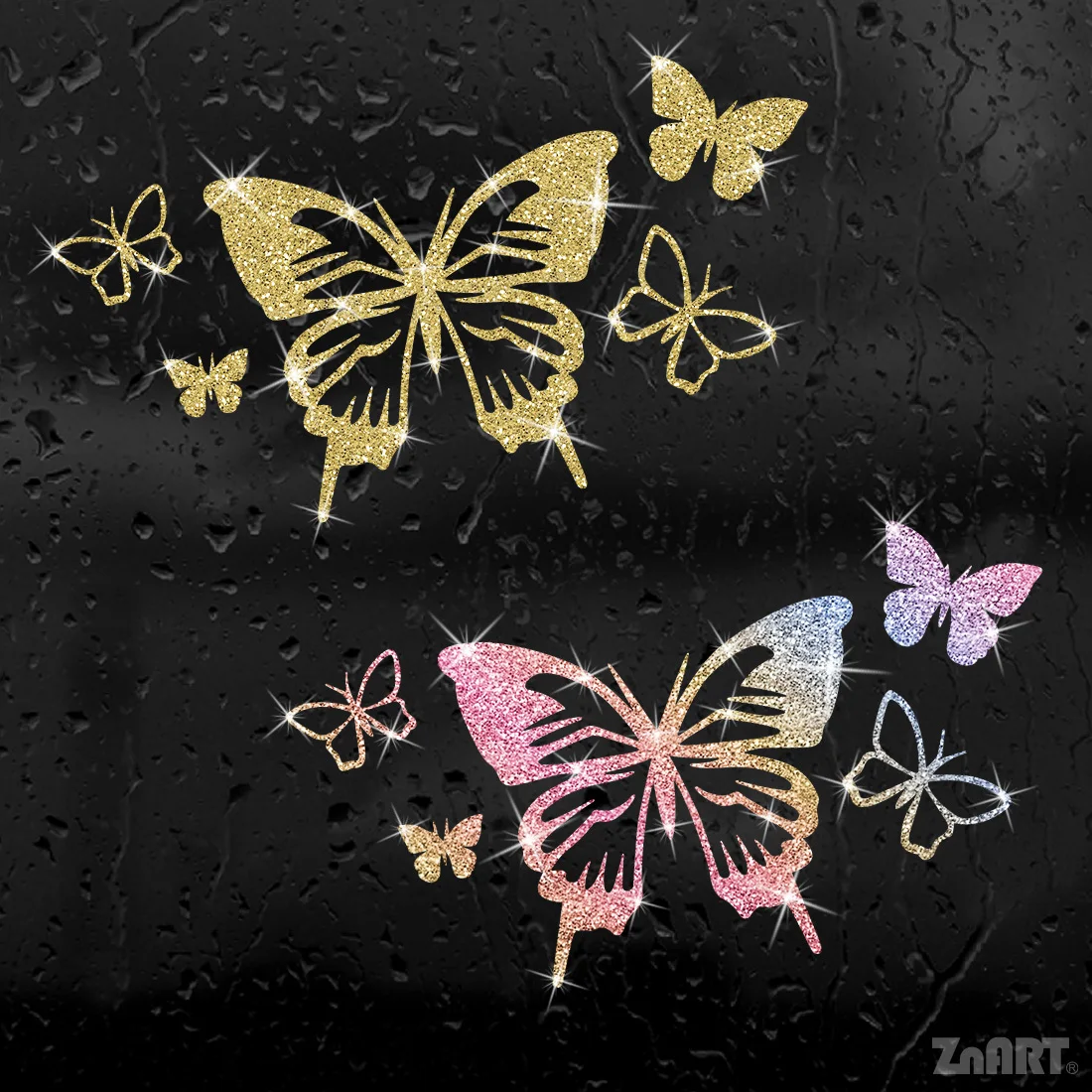 One shiny vinyl butterfly sticker, suitable for cars, laptops, and windows. These glitter stickers can cover scratches, are easy