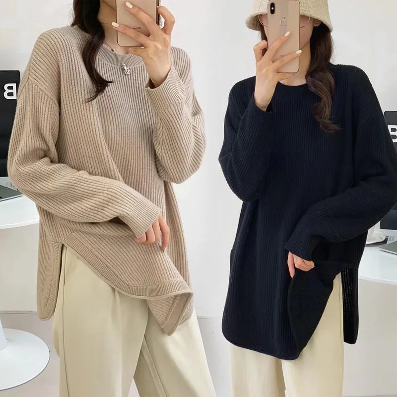 2023 New Autumn and Winter Pregnant Sweater Woman Clothes Set Plus Size Irregular Sweater Plus Size Fashion Maternity Pants Suit