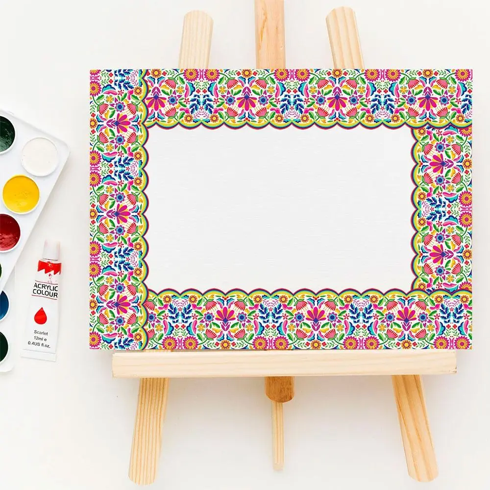 Mexican Flowers Border Decorative Sticker Self Adhesive DIY Black Board Decorative Stickers Decorative Stickers