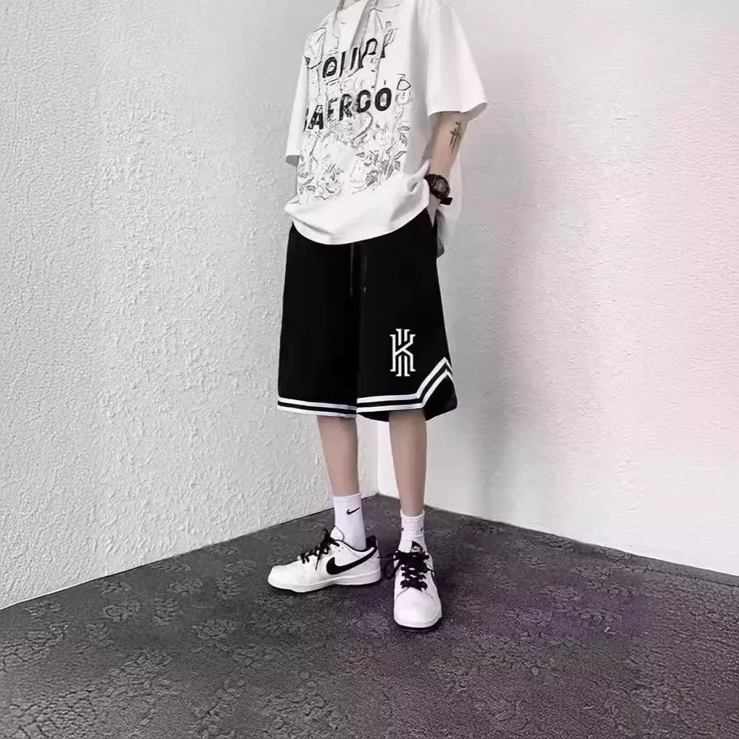 Pantalones Cortos de Baloncesto Estilo Americano para Hombre, Finos, Holgados, Deportivos, de Seda Helada, de Secado Rápido, Casuales, de Cinco Minutos, para Verano