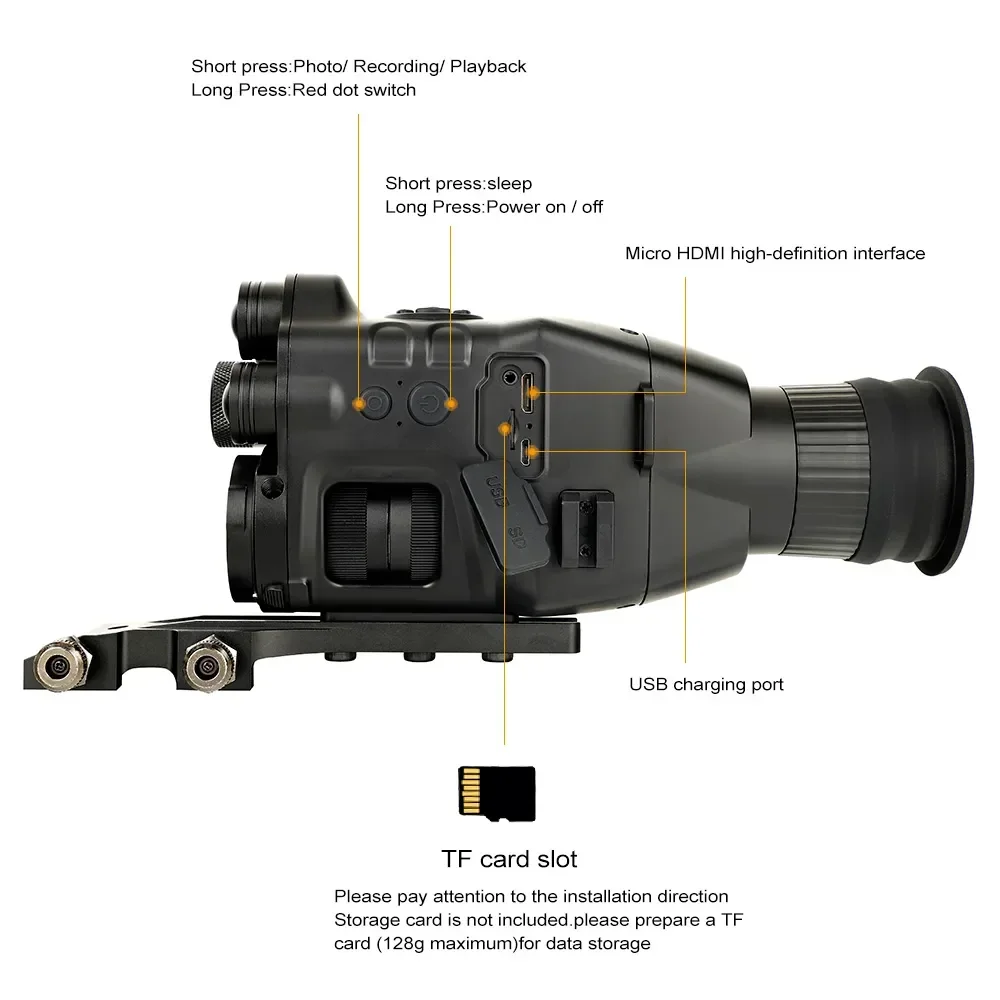 

Henbaker Night Vision 1080P HD 850nm 940nm Infrared Wifi APP NV Optical Hunting Sight Moncular Camera CY789