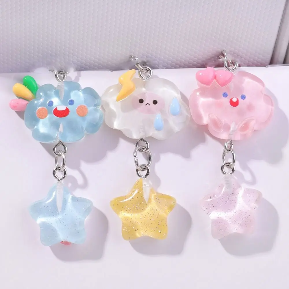 Cartoon Cute Cloud Star Phone Chain Kawaii Candy Color Phone Lanyard Keychain For Girls Cute Cellphone Strap