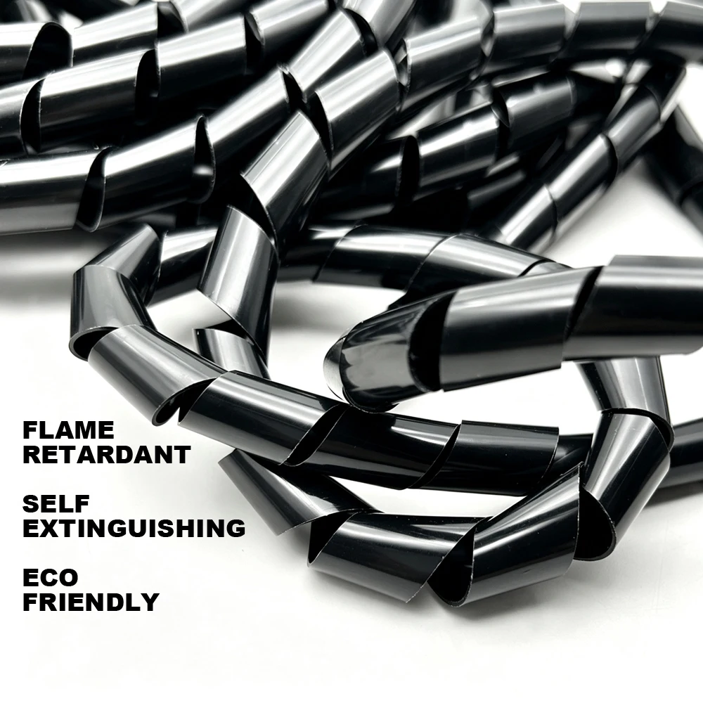 black PE spiral winding conduit ID 4~30mm Strong toughness/easy to thread/tear resistant/wire sorting and storage tube