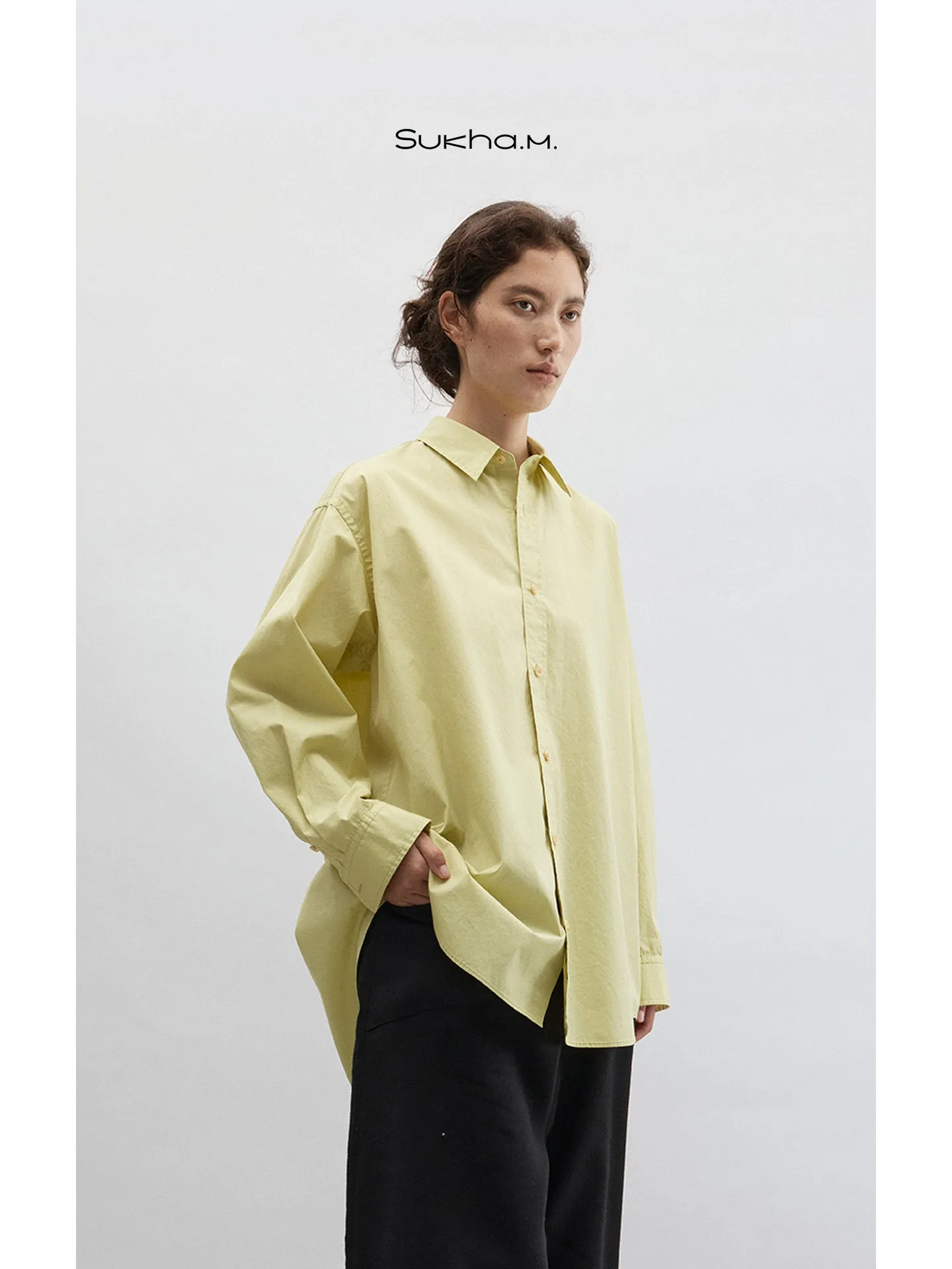 

Женская повседневная рубашка Sukha M из высококачественного хлопка с длинным рукавом, весна 2026, свободный крой, удобная, дышащая, с воротником на пуговицах