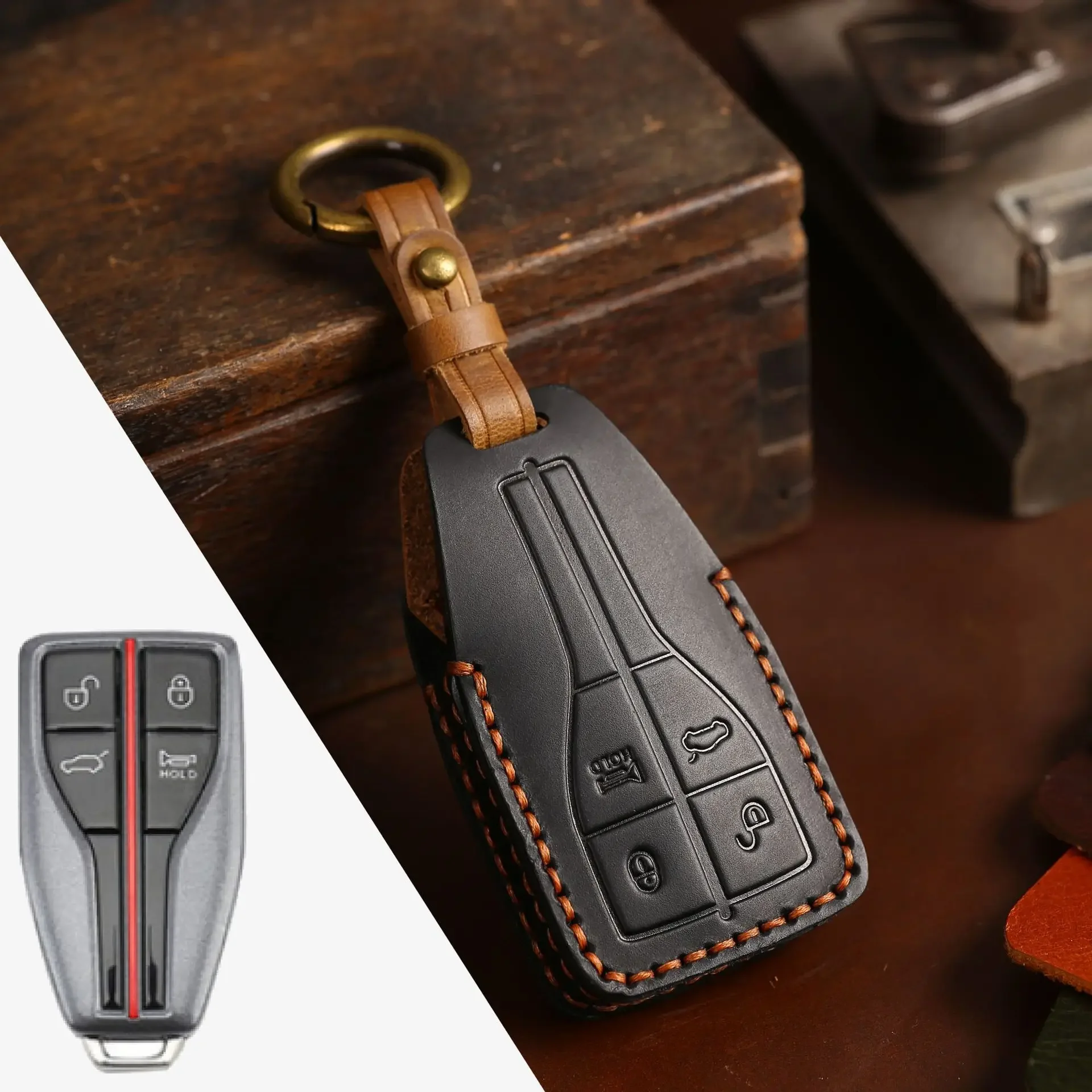 

1pc Leather 4 Buttons Car Remote Key Case Cover Shell Auto Holder Bag Styling Accessories For Hongqi HS5 H5 H9 HS7 H7 L5 HS3 L9