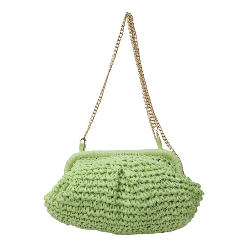 Bolsa de bolinho tecido para mulheres, grande capacidade, Crochet Hobo Bag, alça destacável, bolsa de tecelagem para senhoras Summer Daily Bag