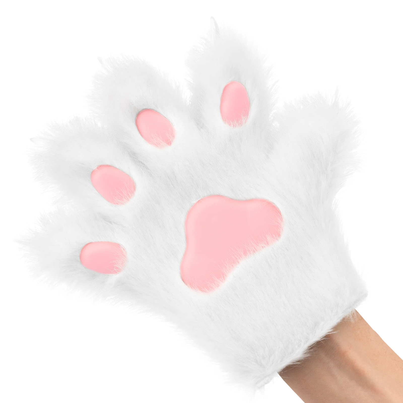 Furry Fur Cat Wolf Fox Dog Fluffy Animal Paws Claws Gloves Mittens Hands Costume Cosplay Halloween Christmas for Kids