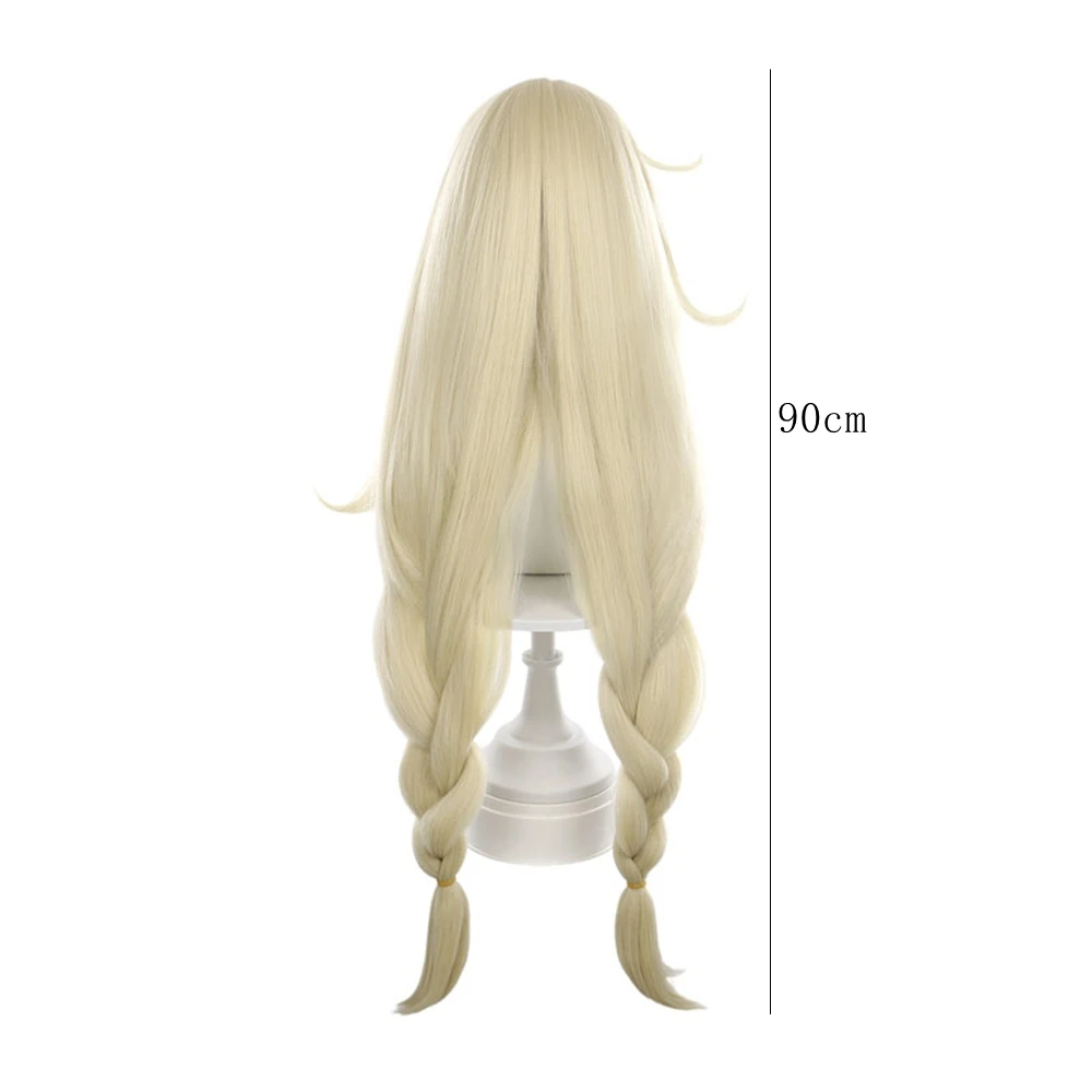 Light Wheat Tone Solid Base Long Wig with Dual Integrated Braided Strands and Soft Frontal Sweep Heat Resistant