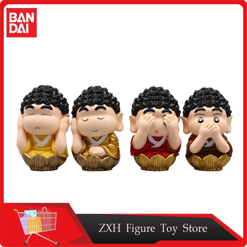 4pcs Buddha Shin Chan Anime Figure Gk Don't See Don't Say Close One's Ears Indisposition Crayon Shin Chan Model Decoration Toy